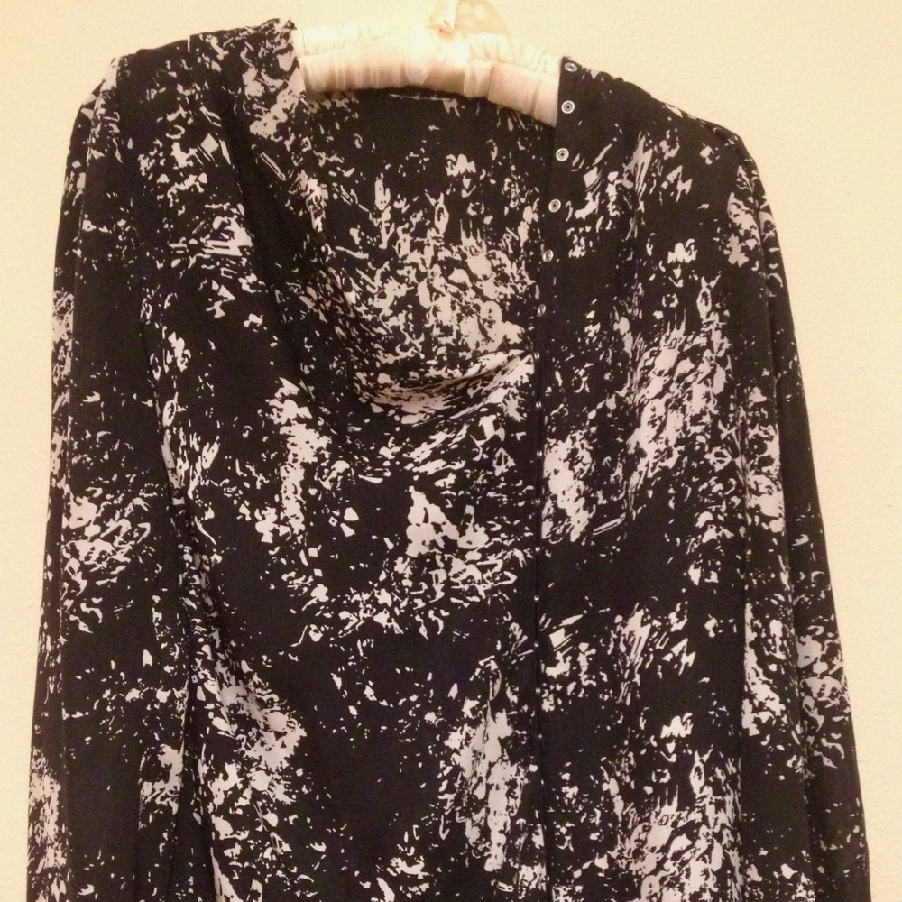 100% Silk Blouse with Asymmetrical Snap Closures